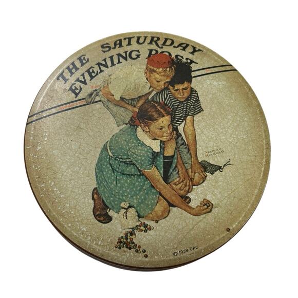 The Saturday Evening Post Marbles Champion by Norman Rockwell 1939 Collector Tin - Picture 1 of 6